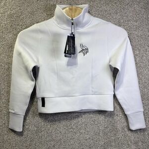 NWT Minnesota Vikings Sweatshirt Womens Small White NFL Football UNRL Half Zip